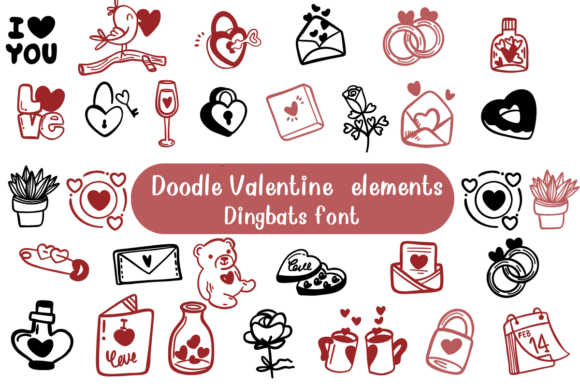 Doodle Valentine Elements: A Romantic Font for Web Design