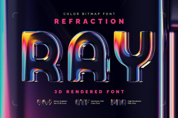 Refraction Ray: A Colorful 3D Font for Crafters